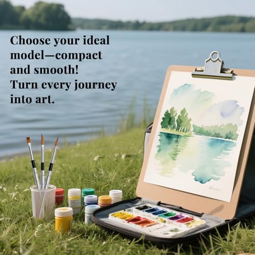 Travel Watercolor Brushes, 3pcs Watercolor Travel Brushes with Leather Pouch - Fine Point Rounds Dagger Flat for Watercolor Gouache Ink Painting