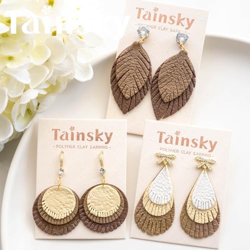 TAINSKY Leather Feather Polymer Clay Cutters, Leather Clay Cutters, Boho Clay Cutters for Polymer Clay Jewelry, 20 Pcs Feather Polymer Clay Cutters for Earrings