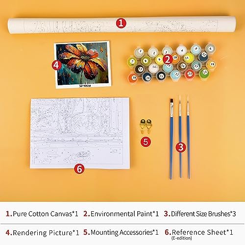 TUMOVO Abstraction Flowers Paint by Numbers Craft Kit for Adults