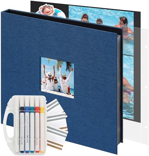 Vienrose Scrapbook Photo Album, 12x12 Inch, 3 Ring Binder, Blue, 100 Pages