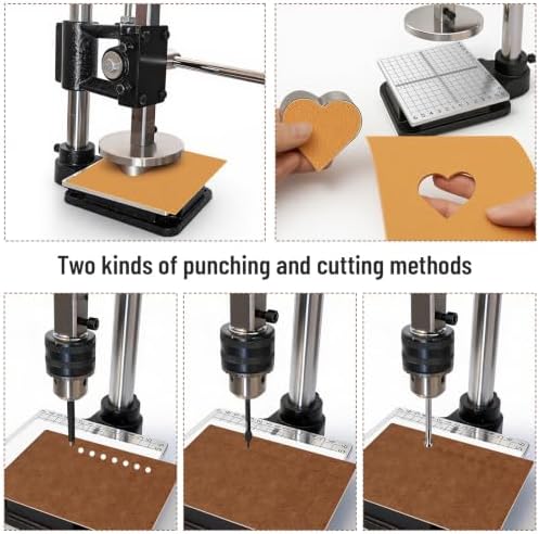 Leather Press Machine Hole Puncher Leather Cutting Machine Hand Punching Machine for DIY Craft Punching Holes Cutting, Forming Pressing,Install Rivets