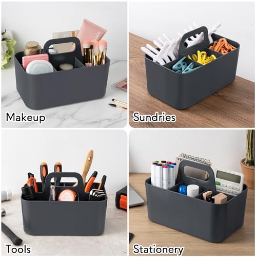 Tiawudi Multipurpose Caddy Organizer, Plastic Caddy with Handle, Stackable Desk Organizer for Stationery, Marker and Pencil, Office Supplies Organizer, Dorm Caddy