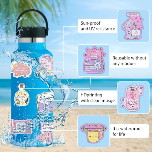 200 Pcs Inspirational Holographic Stickers, Positive Affirmation Vinyl Decals for Water Bottles Laptops, Aesthetic Boho Motivational Stickers for Adults, Journal Scrapbook Vision Board Supplies