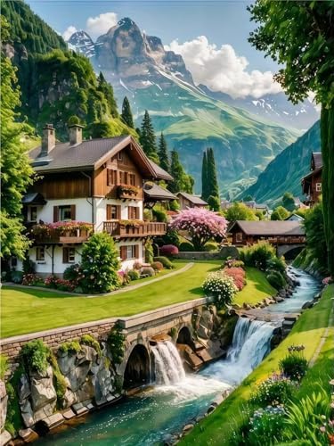 Forest Cabin Diamond Painting Kits for Adults Beginners Gem Art DIY Craft | 5D Full Drill Diamond Art Painting Kits, Gem Art Kits for Adults,Home Wall Decor Gift 11.8X15.7 Inch