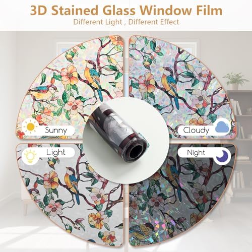 Kromapolis Window Privacy Film, Stained Glass Sticker, 29.5" x 78.7"