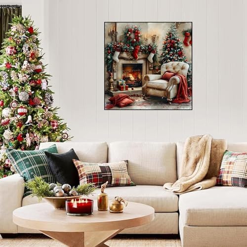Xylogist Christmas Fireplace Stockings Diamond Art Kits for Adults