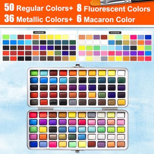 100 Colors Watercolor Paint Set – All in One Painting Supplies with Mixing Palette & Water Brushes – Travel Water Color Set for Adults, Painting Sets, Art Supplies for Painting – Art and Painting Supplies - Gift Idea