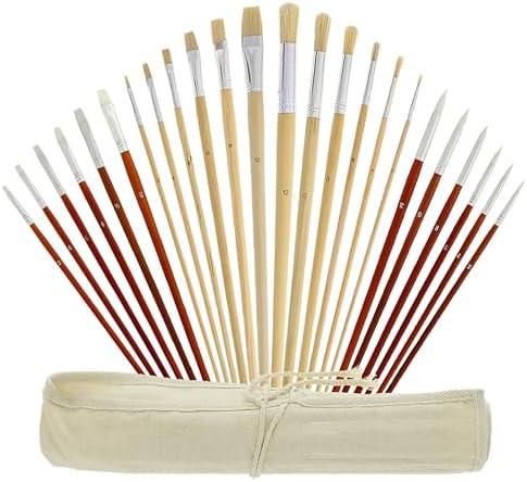 U.S. Art Supply 24-Piece Oil & Acrylic Artist Paint Brush Set