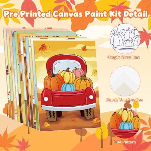 Louise Maelys 12 Pack 5x7 Inch Fall Pre Drawn Canvas to Paint for Kids Art