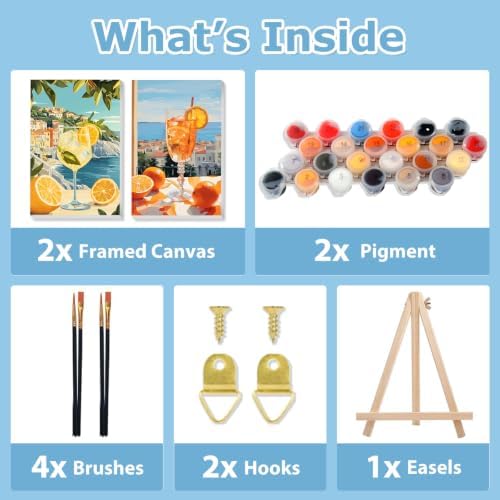 Cocktail Paint by Numbers with Frame, Paint by Numbers for Adults 8x12 Inch