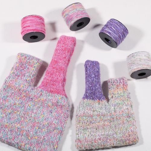 Artisanal Yarn Collection Multifiber Fancy Yarn for Knitting Crocheting Crafts DIY, Set of 3 Rolls(103 Berry Velvet Yarn)