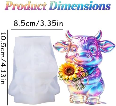 3D Highland Cow Silicone Resin Mold for Epoxy Casting Succulent