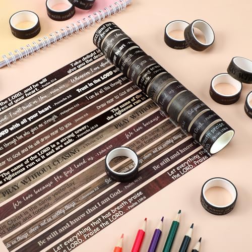 24 Rolls Christian Washi Tape Gifts for Bible Journaling, Wood