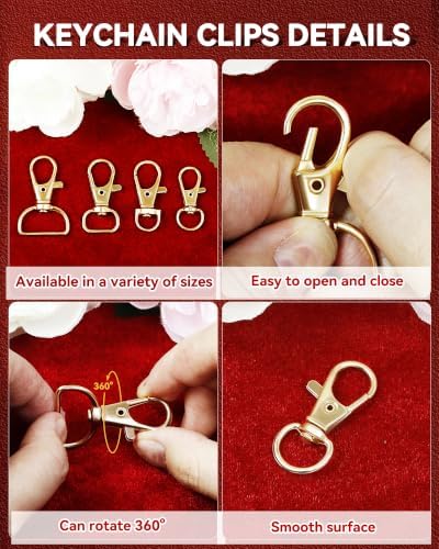 325PCS FIVEIZERO Keychain Making Kit - Gold Keychain Clips with Key Rings