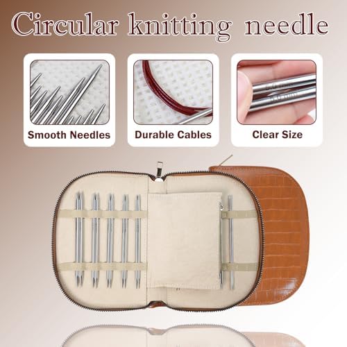 Lewhoo Circular Knitting Needles Set 2.0~5.0mm Silver