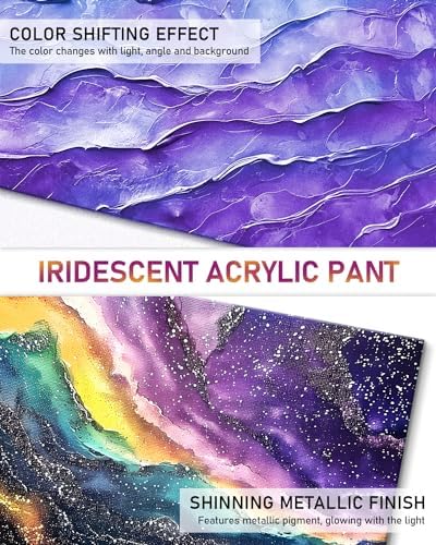 Nicpro Iridescent Black Acrylic Paint, 8.45oz Large Black Metallic Paint | Color Shifting Glitter Craft Paint, Non-Toxic Art Painting Supplies, for Canvas Rocks Wood Glass Ceramic Fabric