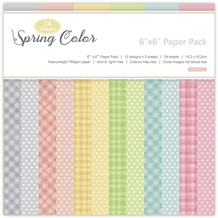 24 Sheets 6"x6" Pink Spring Scrapbook Paper - Single-Sided Pattern Decorative Paper | Scrapbook Supplies & Card Making Supplies for DIY Album, Hand Account & Travel Diary Craft Projects