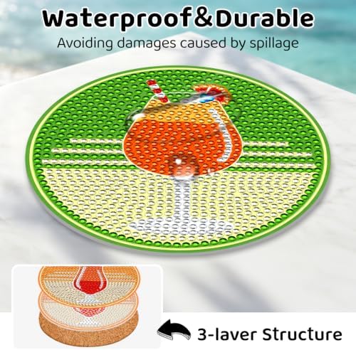 Diamond Painting Coasters Kit with Holder, 8PCS Drink Diamond Art Coasters