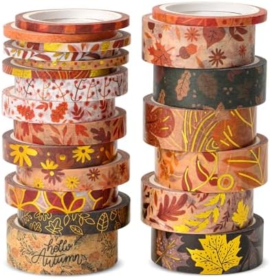 Mr. Pen- Washi Tape Set, 21 Rolls, Assorted Sizes, Autumn Leaves | 5.5 Yards/Roll, Washi Tape for Scrapbook, Arts, Crafts, Journals and Planners