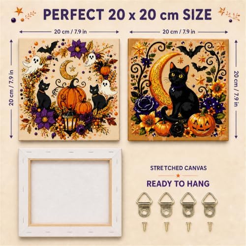 Yiolikan 2Pcs Halloween Paint by Numbers Kits for Adults Framed