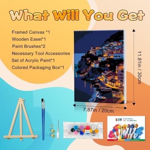 SmartEZ Framed Paint by Numbers Kit for Adults Landscape, Paint by Numbers