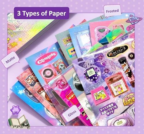 Japanese Retro Sticker Book, 800 Cartoon Stickers Book with Art Coated Paper Creative Activity Stickers for Adults, DIY Scrapbooking Phone Cases Laptops Party Gifts (Y2k)