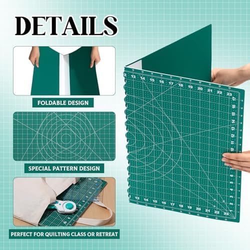 Lasnten Rotary Cutter Set 18 x 24 Inch Folding Extra Large Self Healing Cutting Mat, 45mm Fabric Cutter, 5pcs Rotary Blades, Acrylic Ruler, Knife Set for Sewing, Crafting, Patchworking, Art, Clay