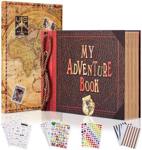 Adventure Book Diary Photo Scrapbook, Hard Cover Movie Up Travel Scrapbook for Anniversary, Wedding, Travelling, Birthday, Christmas (My Adventure)