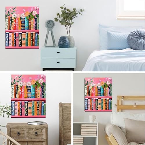 ajepon Bookshelf Paint by Numbers Kit for Adults - Painting by Number Kits Book, Books Adults Paint by Numbers Kits on Canvas Without Frame Oil Painting for Home Wall Decor 16X20inch
