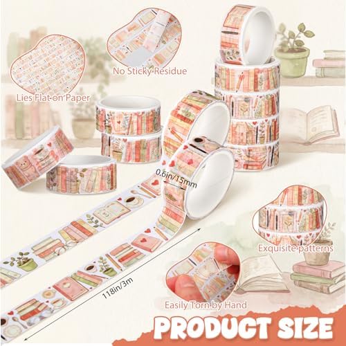 24 Rolls Book Washi Tape Back to School Crafting Gifts, Boho