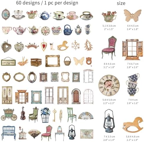 Mayplous 2-Pack Vintage Scrapbook Sticker Set – Sewing Themed Die-Cut Decal & Journal Stickers with Cord, Bowknot & Button for Junk Journals, Handicrafts & Decoupage (Michelle)