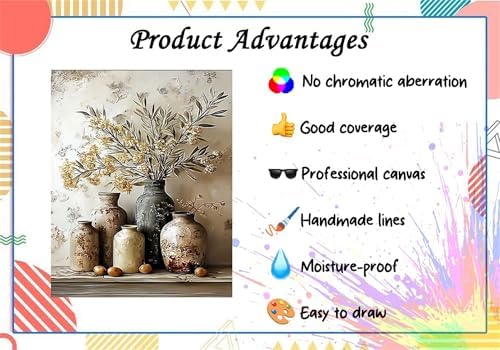 Flower Paint by Numbers Kit for Adults,Olive Blossom Adult Painting by Numbers for Beginner on Canvas,DIY Painting Kits for Home Wall Decor,Gifts (Flower6)