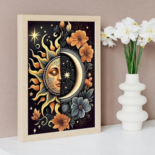 MBNTJHT DIY Paint by Numbers Kit for Adults,Unframed Sun and Moon Paint by Number Kits for Beginners,Easy Digital Oil Painting Art Crafts for Home Wall Decor 16X20 Inch.
