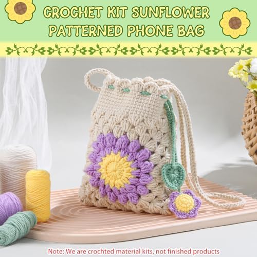 Pnytty Crochet Kit for Beginners, Phone Bag Crochet Starters Kit for Adults