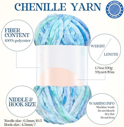 Woanger 20 Skeins Chenille Yarn Bulk for Crochet Knit 2000g, Fresh Color