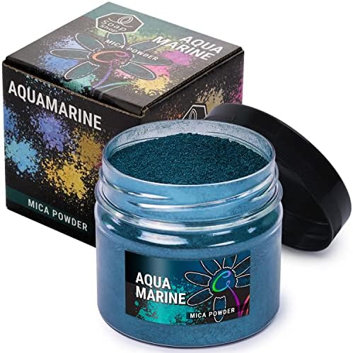 Aquamarine Mica Powder for Resin Coloring 2 oz - Pigment Powder for Nails