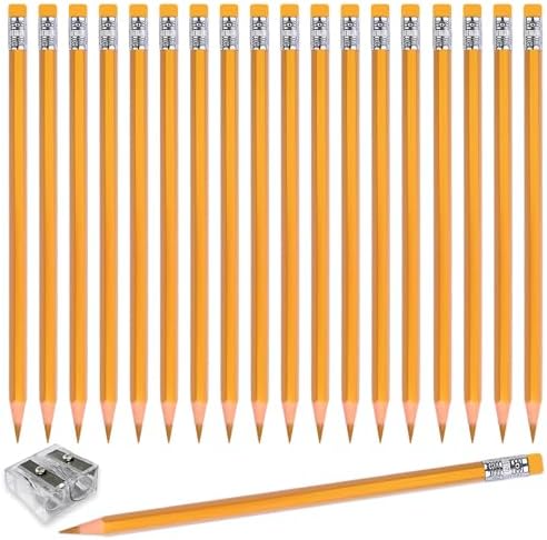 Adhere 25pcs Checking Pencils Erasable colored Pencils Pre-Sharpened #2 HB,for Checking Tests Grading,Map Coloring, editing Office Favors,including a Free sharpener. (Gold)