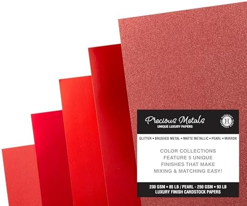 Shimmer Cardstock Paper 8.5 x 11- Assorted Glitter, Metallic, and Pearl Sheets for Crafts, Scrapbooking, Card Making - 20 Pack, 85lb Heavyweight, 230 GSM, Red