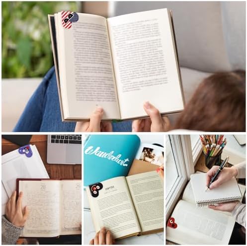 VYRANA 4Pcs Leather Heart Bookmarks - Cute Corner Book Marks Sets for Reading, Cool Funny Read Lover Gifts for Women Men Girls Kids Reader, Stylish Book Markers for Reading, Ideal Gifts for Planner