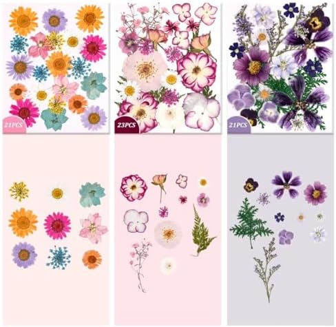 9 Packs of 200 Pressed Dried Flowers and Leaves for DIY Crafts | Assorted Real Natural Dry Flowers with Tweezers For Resin, Soap, Jewelry, Card Making,Nail Artand Scrapbooking
