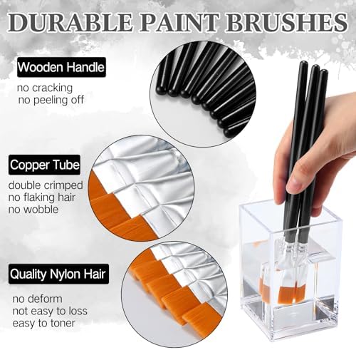 Crtiin 60 Bulk 1/2 Inch Flat Paint Brushes for Acrylic Painting (Black)