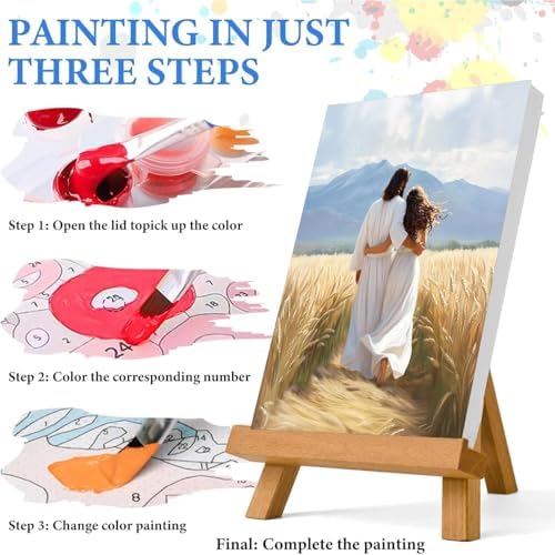 Jesus Paint by Numbers Kit for Adults Framed Canvas 12X16 in, Frameworkless