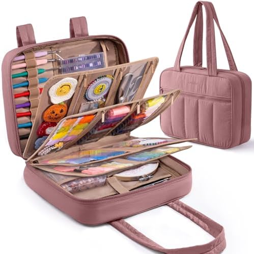 AMOIGEE Sewing Bag Organizer with 17 Clear Pockets and Tool Holders