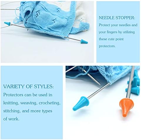 LOKUNN 20 PCS Knitting Needles Point Protectors 2 Sizes Needle Tip Stoppers