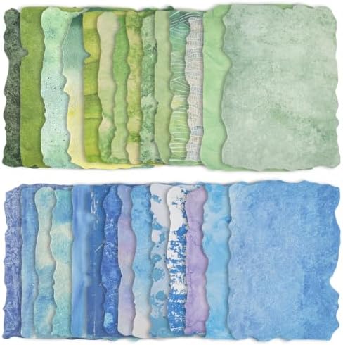 48 Sheets Textured Scrapbook Paper, Vintage Decorative Materials Embossed Rice Decoupage Paper Mixed Media for Scrapbooking Supplies Junk Journaling Cards Making Collage DIY Craft Gifts, 5.51x3.94in