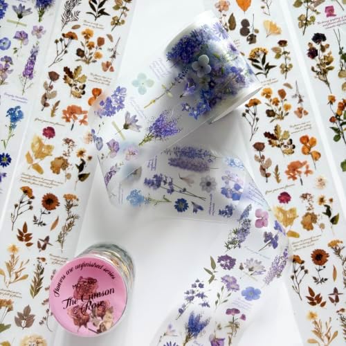 PET Tape Stickers for Journaling Supplies,Flowers Stickers for Scrapbooking