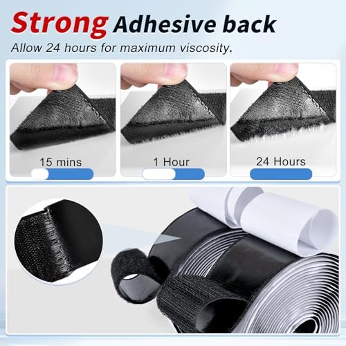 2 Inch x 15Ft Hook and Loop Strips with Adhesive, Double Sided Self Adhesive, Nylon Self Tape for Home Office School and Crafting