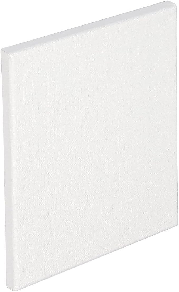 KINGART 804-8 White Stretched Canvas, 100% Cotton, Gesso Primed, for Acrylic, Oil & Mixed Media, 12" x 12", Pack of 8
