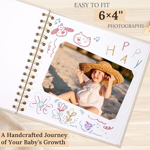 8"x8" Scrapbook Photo Album Linen Cover 20 Sheets 40 Pages White Paper | Orange Hardcover Kraft White Pages Memory Book, for Travel Wedding Guest Book Christmas Baby Fits 4x6 & Instant Photos