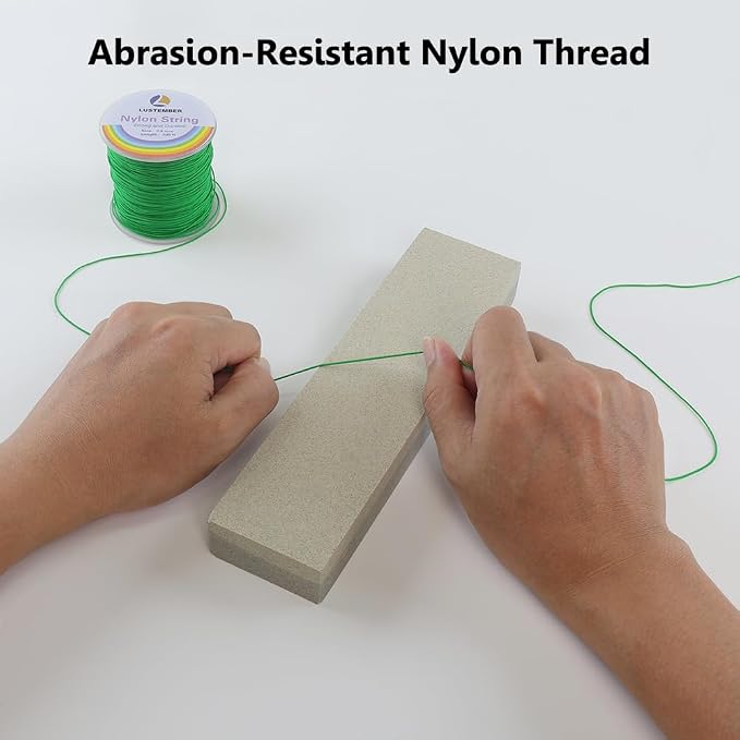 LUSTEMBER 0.8mm Nylon String, Strong Bracelet String, Durable Nylon Cord for Jewelry Making, Bracelets, Beading, Necklaces, Rattail Braiding, Kumihimo, Wind Chimes, Blinds and Handicrafts